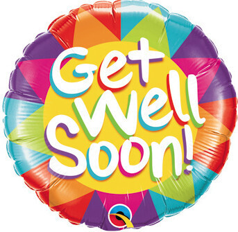 Sun pattern get well soon balloon, 18 inches