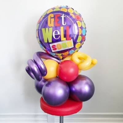 Get well soon balloon bouquet, air filled (indoors, no weight)
