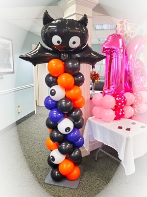 Bat Halloween Balloon Column with eyeballs