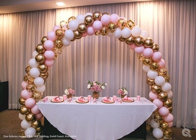 Metallic mix traditional balloon arch, oneway spiral, long lasting air filled