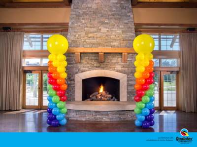 Two rainbow balloon columns, includes hardware rental & installation