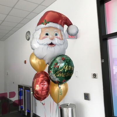 Merry Christmas helium balloon bouquet with santa claus