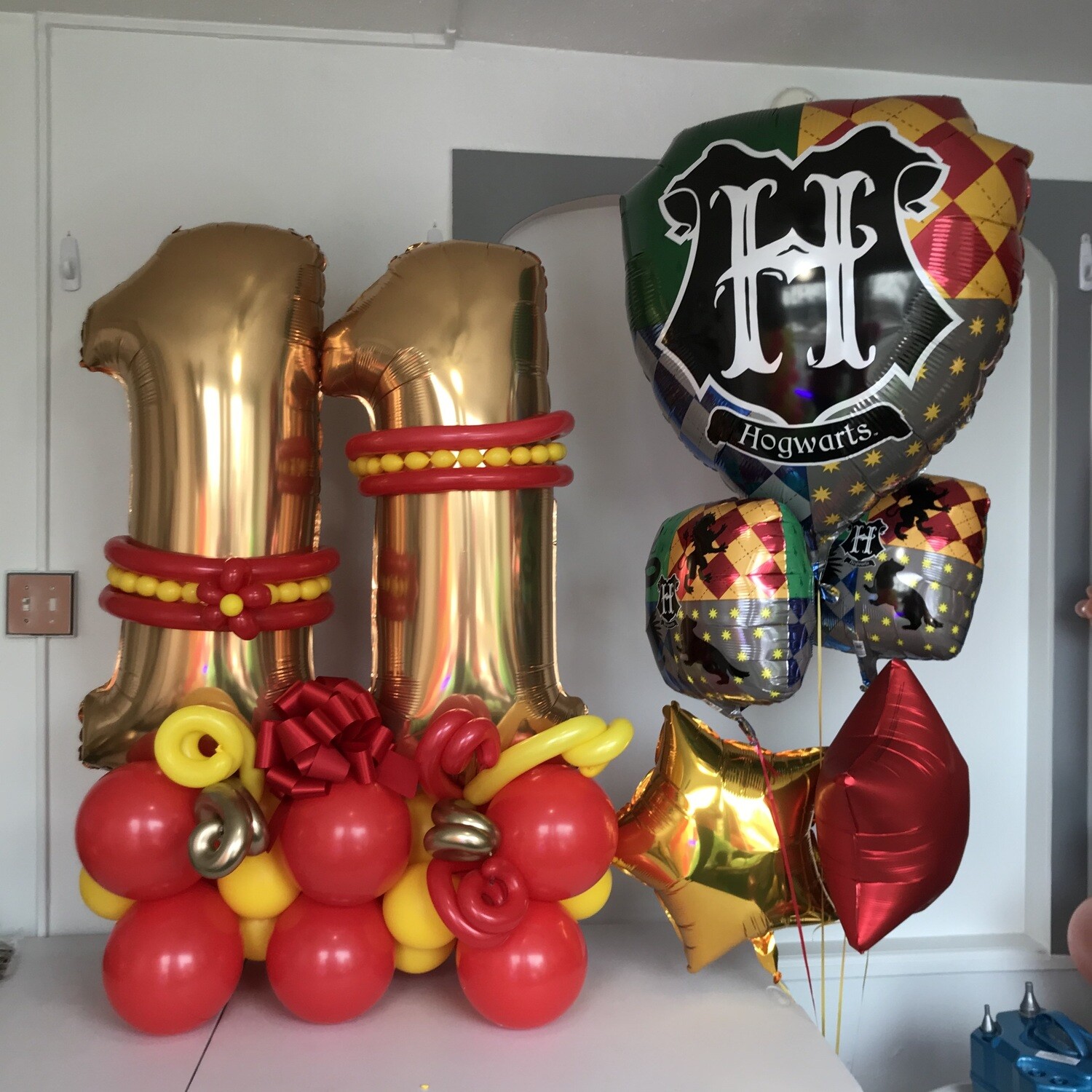 Extravagant Jumbo birthday number balloon arrangements, 2 digits. Plus embellishments & 5 helium balloons