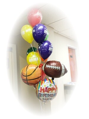 Big sports fan helium balloons (indoors)