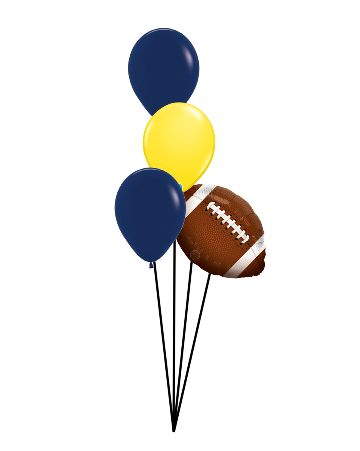 Football helium balloon centerpiece with a weight