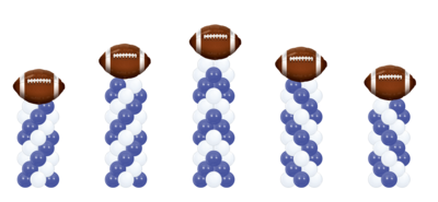 Football balloon column with brown football balloon topper, even bubble traditional