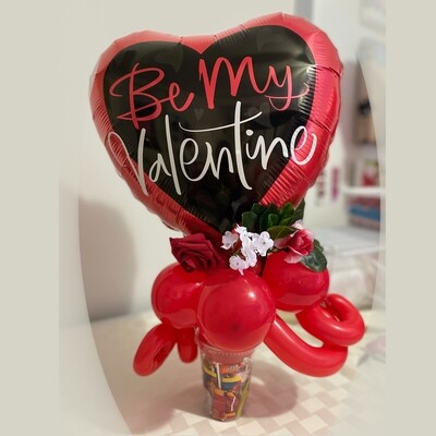 By my Valentine heart balloon on a gift cup