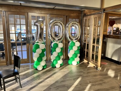 100th birthday triple balloon column package