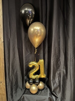 Number balloon centerpiece with helium