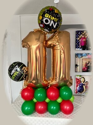Jumbo birthday number balloon arrangement for a gamer, 2 digits