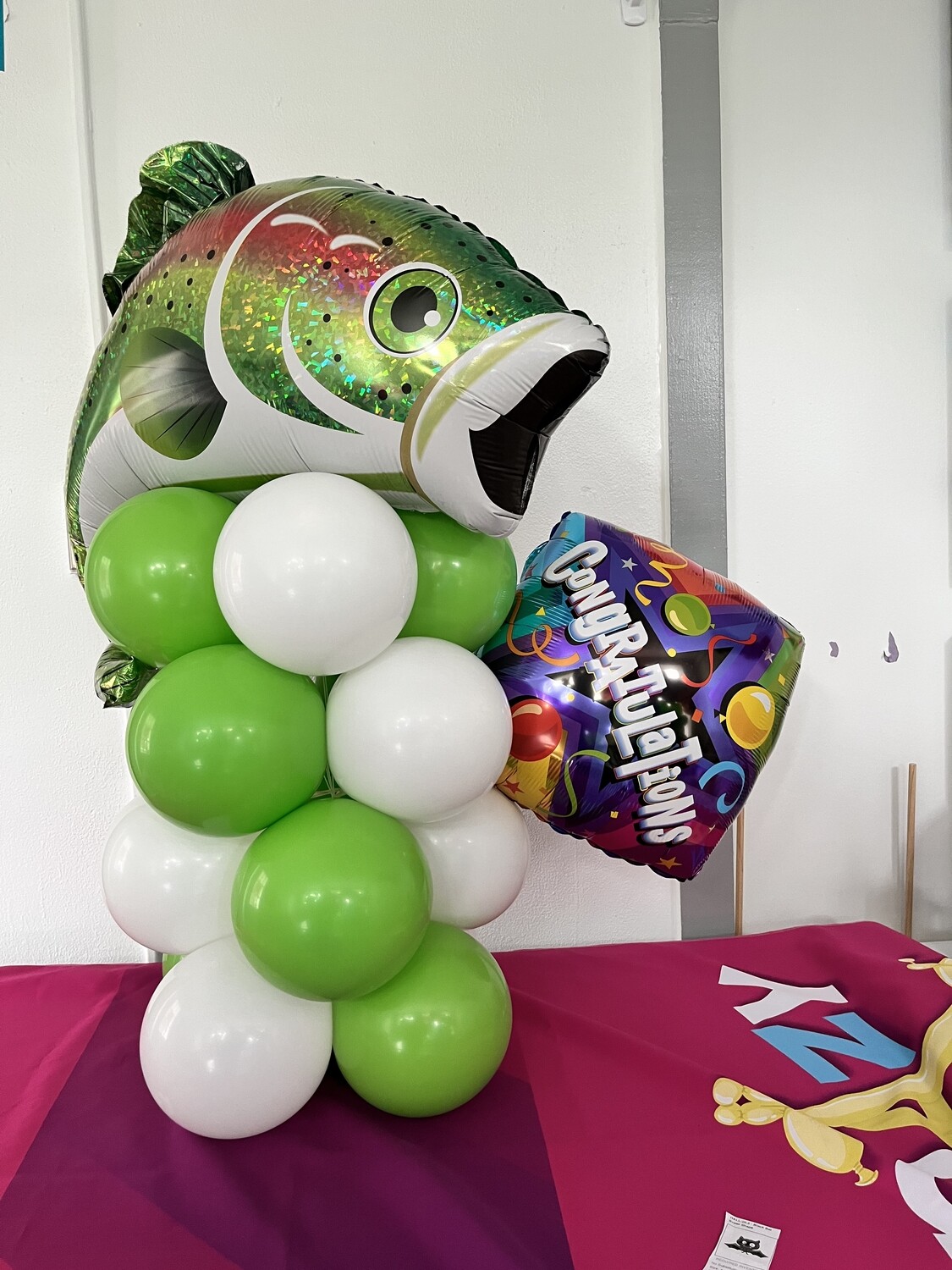Two foil Retirement balloon bouquet for fisherman (outdoors)