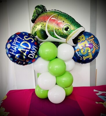 Triple foil fathers day balloon arrangement for fisherman (indoors)
