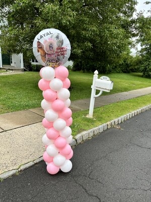 balloon column with happy barkday singing balloon topper (indoors only)