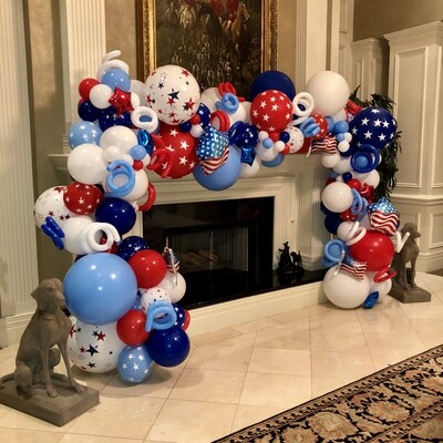 4th of July Organic balloon GARLAND, air filled, assembled