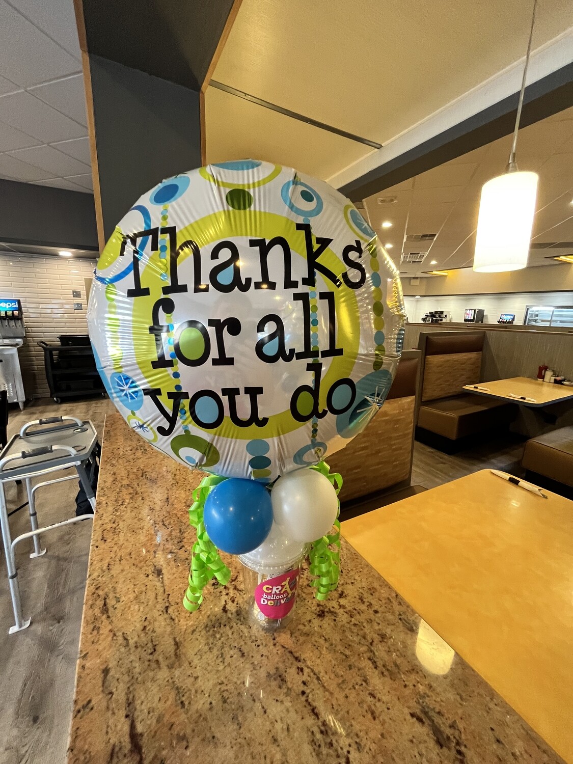 Thanks for all you do balloon on a cup