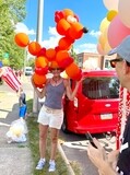 Giant balloon dog poodle birthday surprise