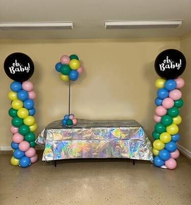 3 item Cake table oh baby GENDER REVEAL package with black oh baby! toppers