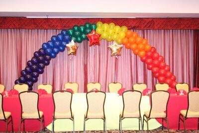 Rainbow balloon arch with stars