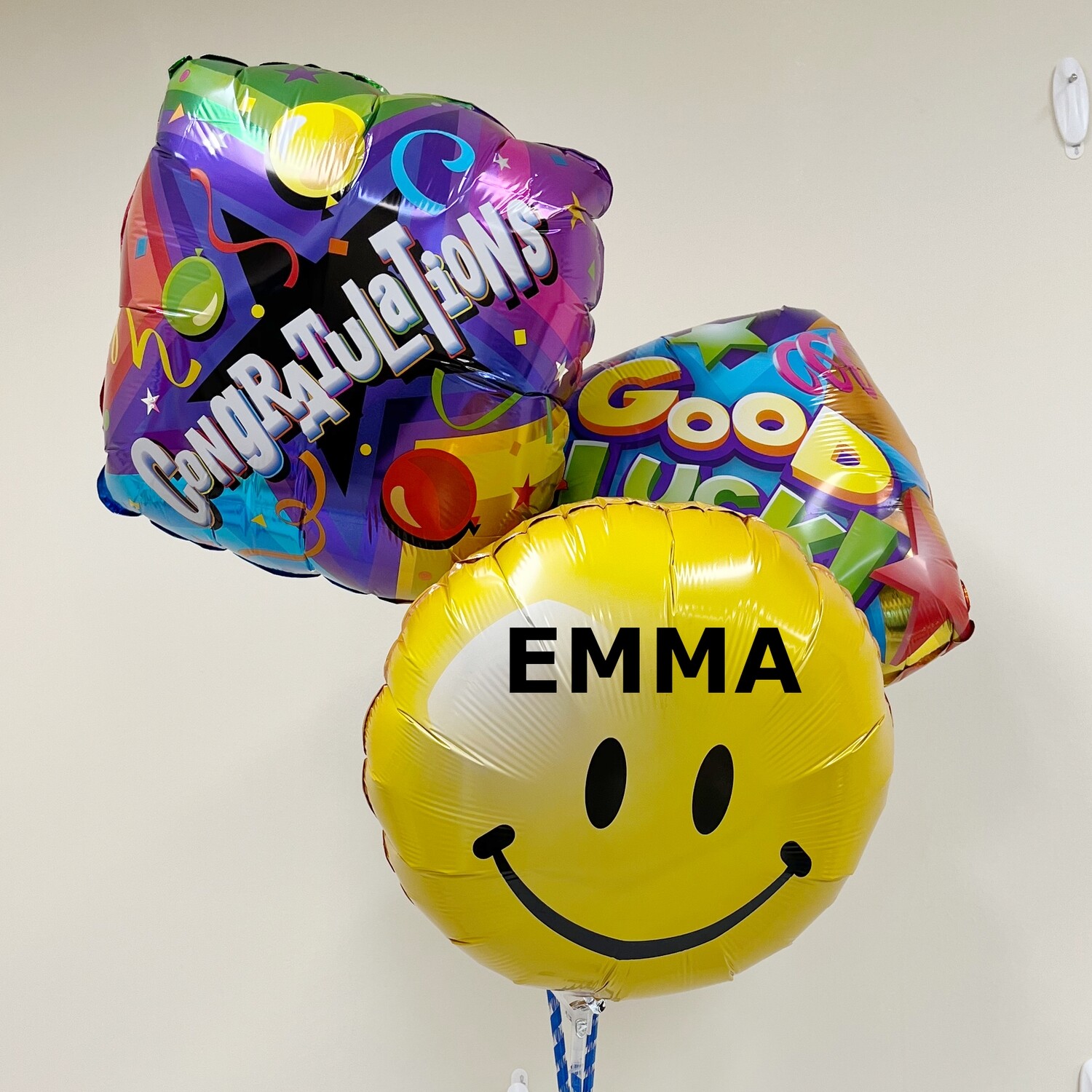 Colorful congratulations good luck balloon bouquet delivery