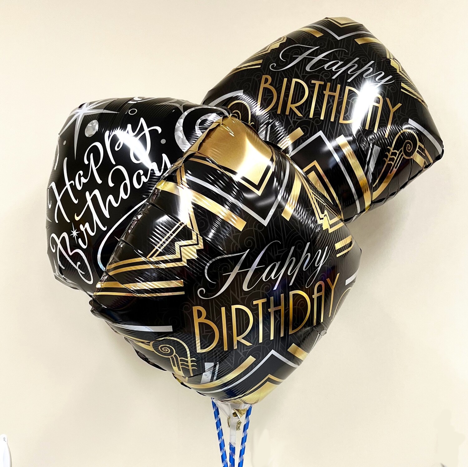 Gold and black and Silver Art Deco Balloon Bouquet Delivery