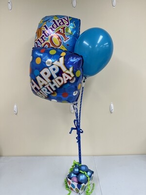 Blue birthday boy Balloon Bouquet delivery, helium free (for indoors)