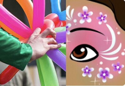 Dual talent: A face Painter also doing balloon twisting