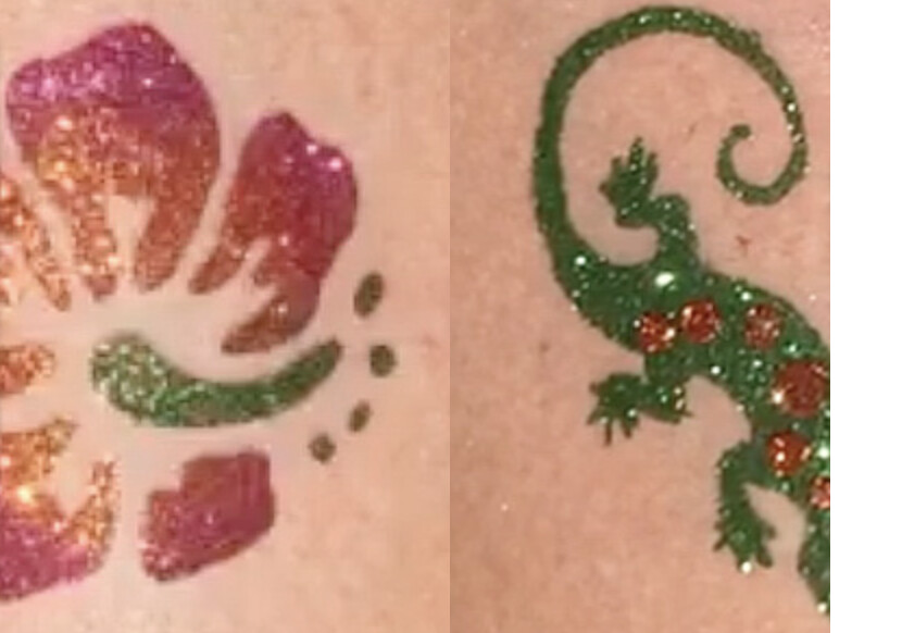 Sweat-Resistant Glitter tattoos... great for pool parties!