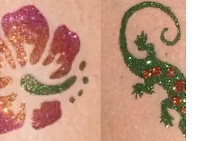 For events with more than 200 people, BUSKING Sweat-Resistant Glitter tattoos... great for pool parties!