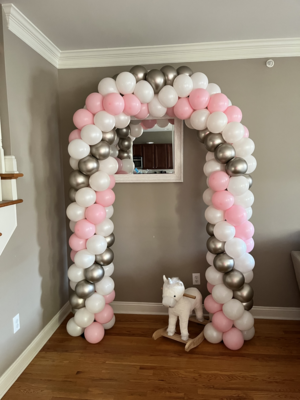For indoors, our most affordable balloon arch, photo backdrop size