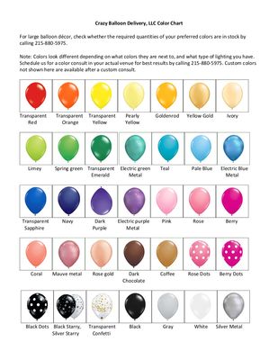 Colors we stock. (All other colors available with advance orders)