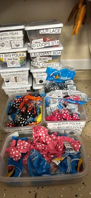 Latex balloons, partial bags, minus the tupperware containers