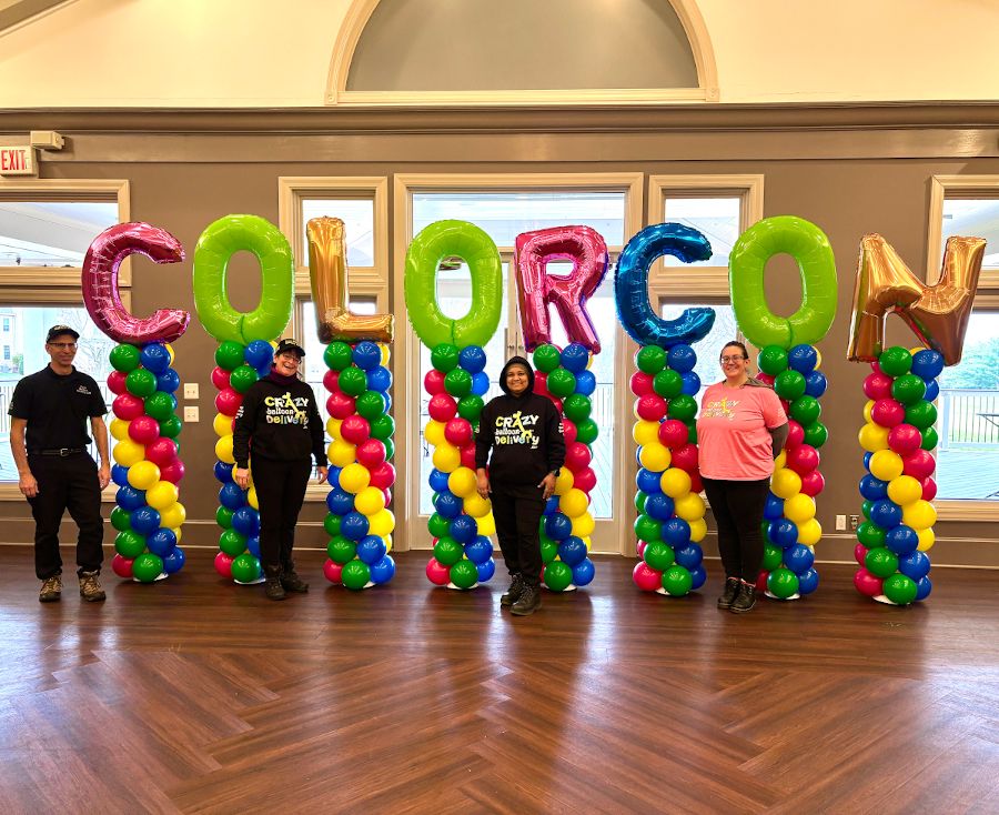 Giant balloon columns spell any word (we bring up to 14 towers at once)