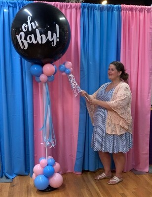 Giant gender Reveal balloon topiary