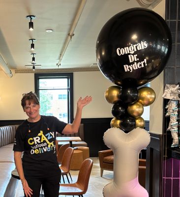 Custom Graphics, your logo or name on Giant balloon ball topiary, streamer model (indoors)