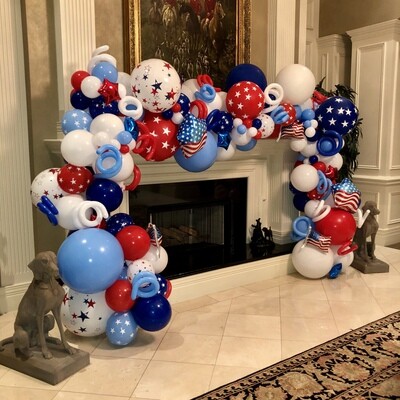 4th of July Organic balloon ARCH, air filled, assembled 4th of July Organic balloon ARCH, air filled, assembled
