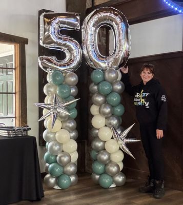 TWO Classic  number balloon columns (indoors only)
