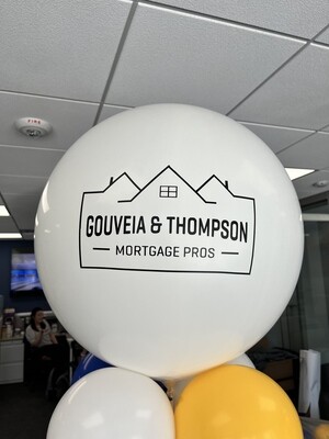 custom phrase or logo on a balloon column, full bubble model