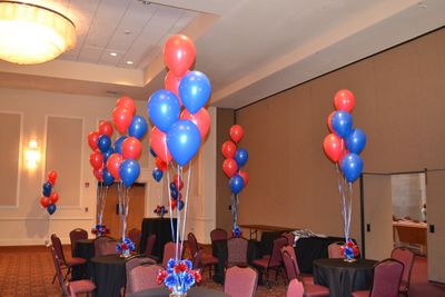 7 helium balloons (indoors)