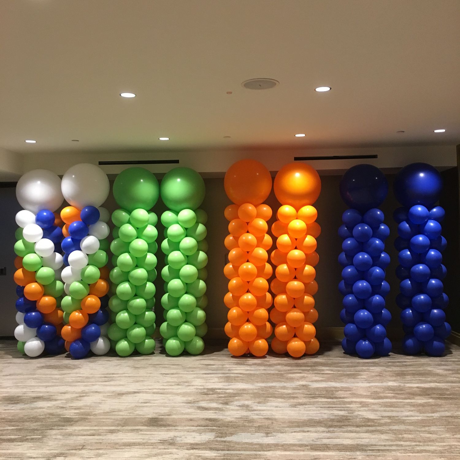 Giant balloon columns with topper (we bring up to 14 towers at once)