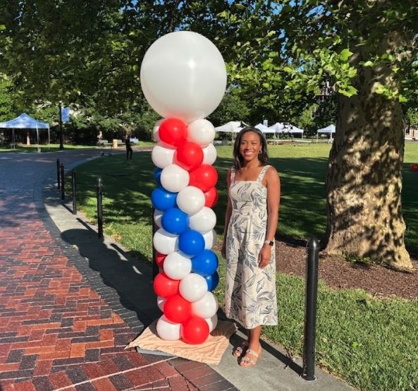 4th of July Giant balloon columns, red white and blue