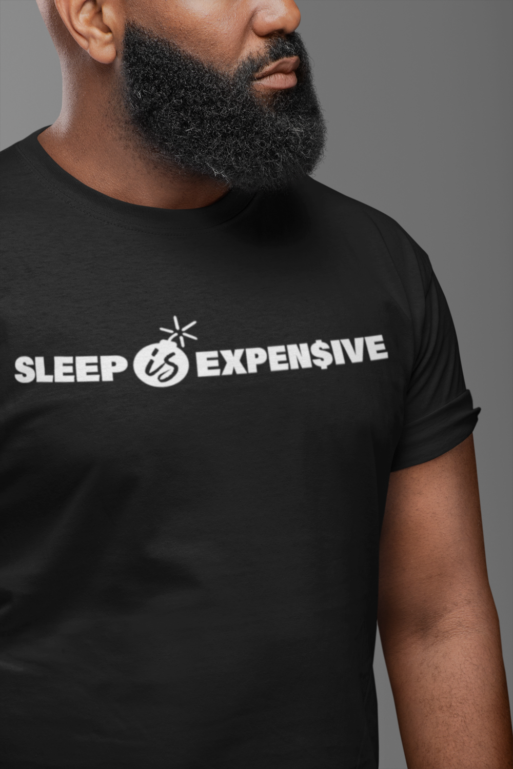 Sleep Is Expen$ive (White Text) Short-Sleeve Unisex T-Shirt