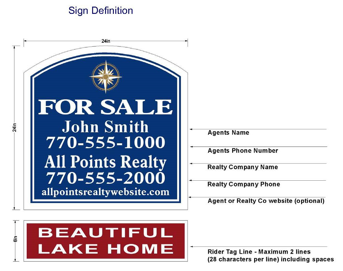 Harbour Point For Sale Sign - $75 for basic sign only - see below for post, rider, &amp; installation add-ons