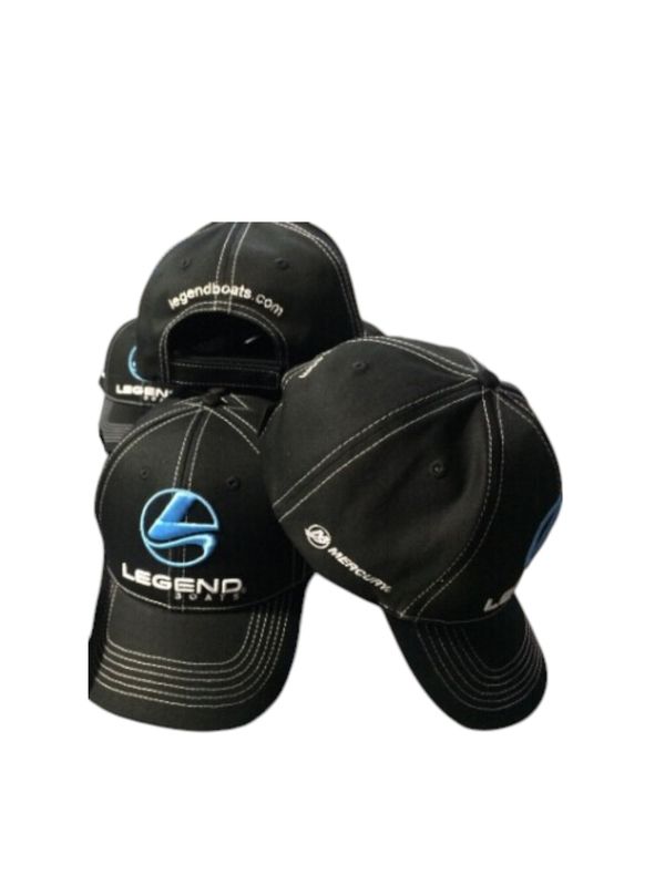 Black Hat With White Stitch Blue Logo