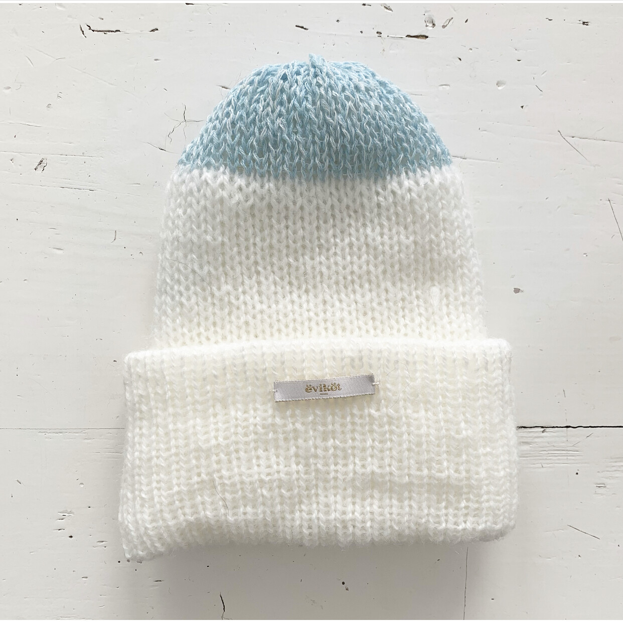 Light Blue and White Mohair Hat