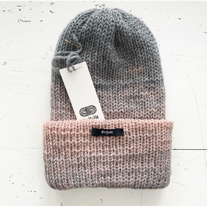 Grey and Pink Wool Hat