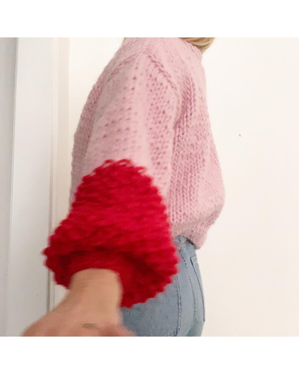 Pink and Red Wool Cardigan