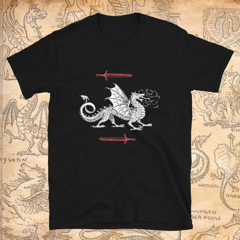 T-shirt en coton Dragon et épées - Collection Héraldique