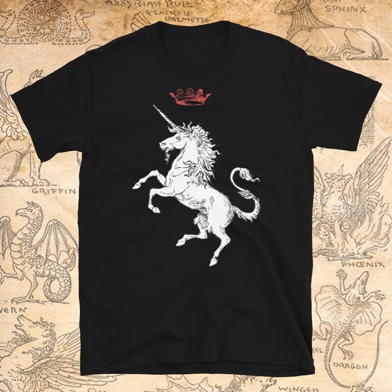 T-shirt en coton Licorne et couronne - Collection Héraldique