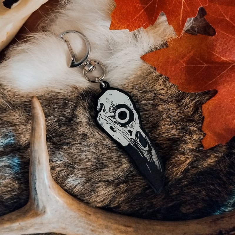 Porte-clef crânes- Corbeau