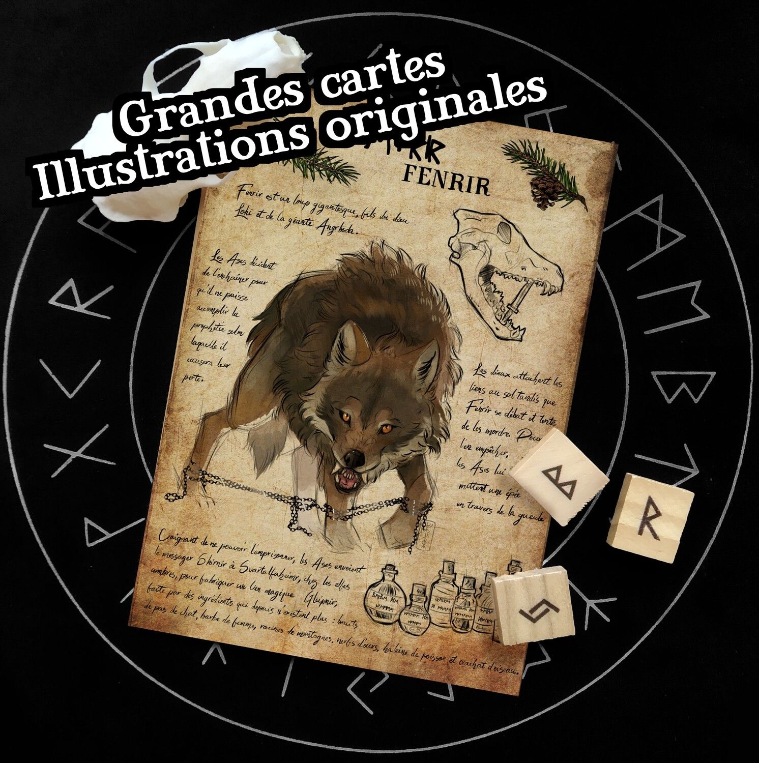Grandes cartes (A5) - Illustrations originales, Modèle: Main 1